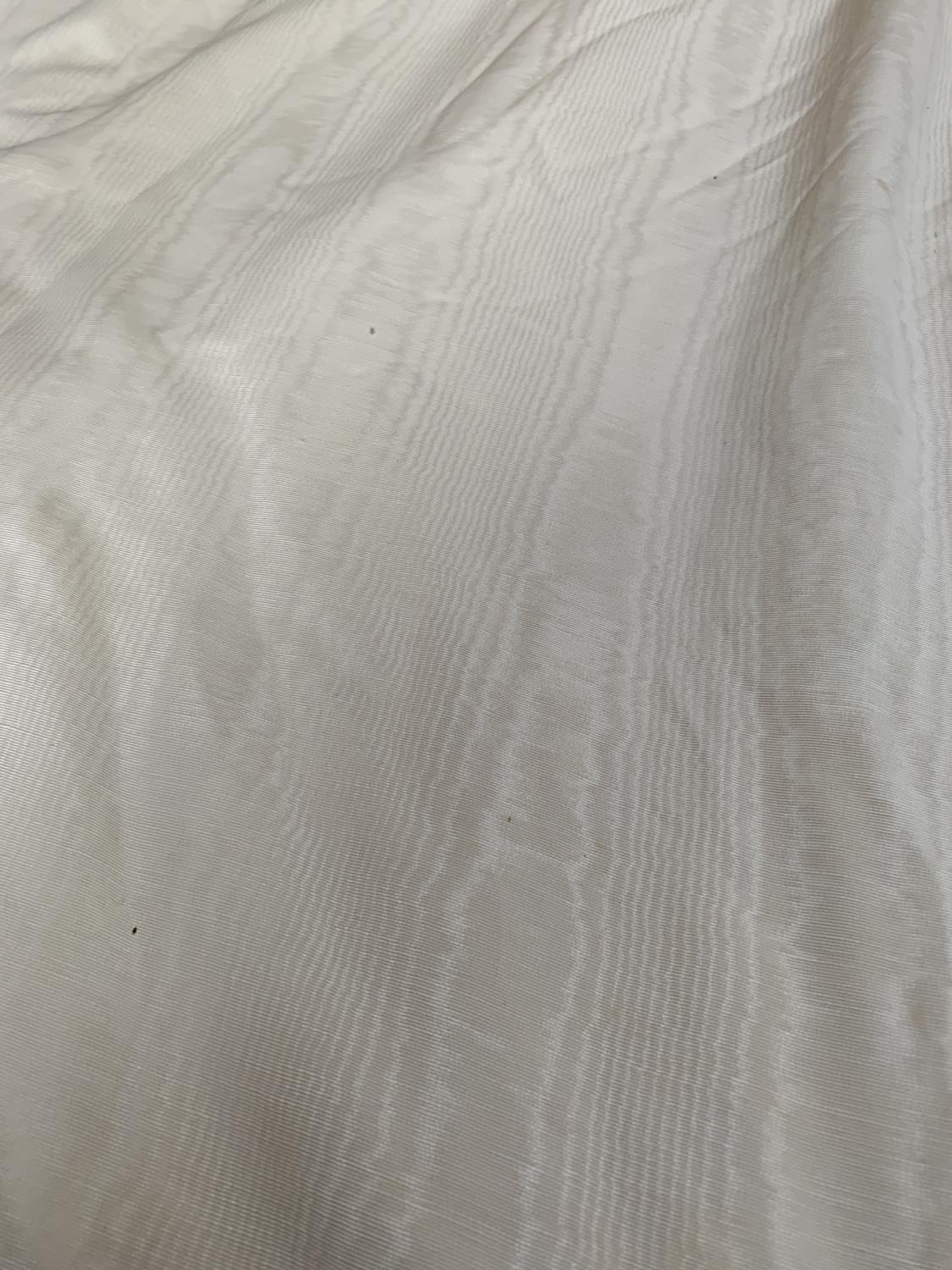 Two pairs of cream moire silk curtains, lined and interlined, approx. drop 240cm, ungathered width - Image 3 of 3