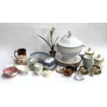 A mixed lot to include Portmeirion lidded jars, Maling, Paragon, Crown Staffordshire, Old Foley,