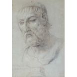 Early 20th century pencil study of a bust of Homer, 'Drawn by Richardson', 40x27cm