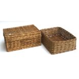 A wicker picnic hamper, 46cmW together with a rectangular basket