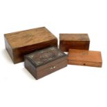 Four various wooden boxes, one scumble painted, the largest 30.5cmW