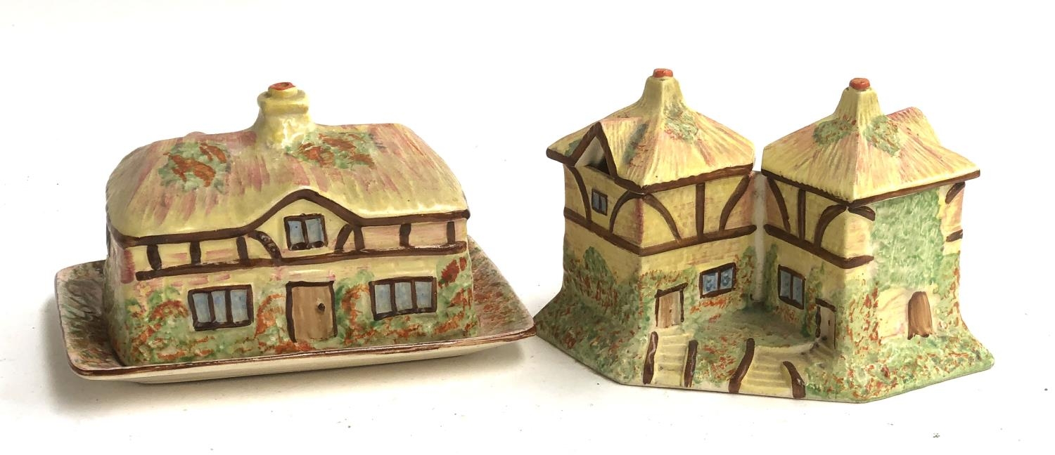 A Kensington ware cottage butter dish; together with a matching salt