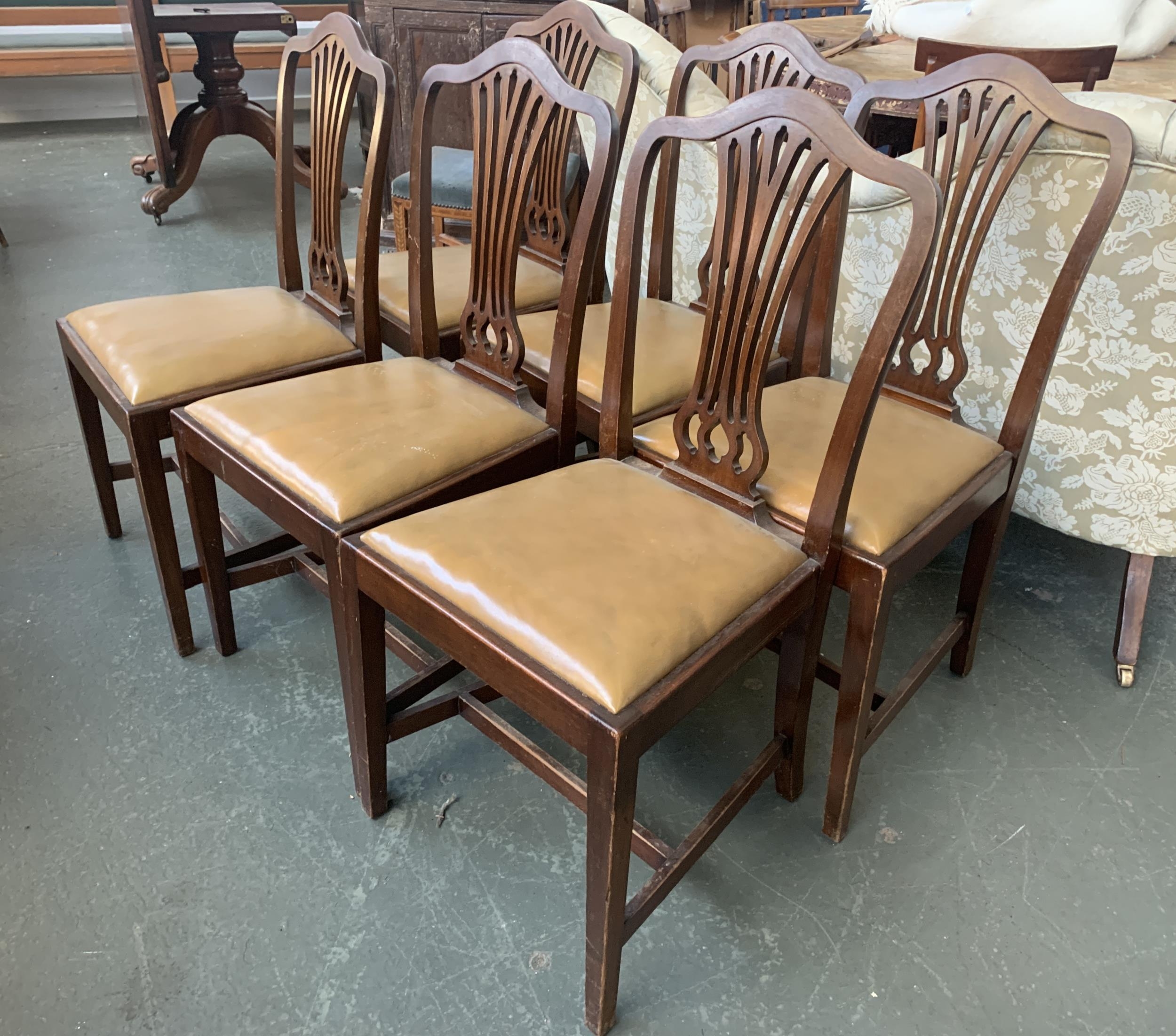 A set of six 19th century Georgian style mahogany splatback dining chairs, with drop in - Image 2 of 2