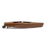 A vintage mahogany model speedboat, with brass propellor, 60cmL