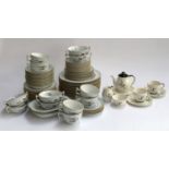 A Royal Doulton 'Bamboo' teaset for two, comprising teapot, milk jug, sugar bowl, side plates (2),