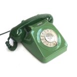 Two rotary dial telephone with label for Cerne Abbas, one green the other black (2)
