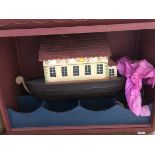 A scratch built diorama, Noah's Ark in a fitted painted box, 83cmW