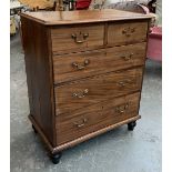 A 19th century mahogany chest of two short over three long draws, on turned feet, 84x49x100cmH