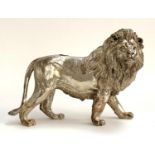 A very large Italian Magrino filled silver sculpture of a lion (af), 21.5cmH