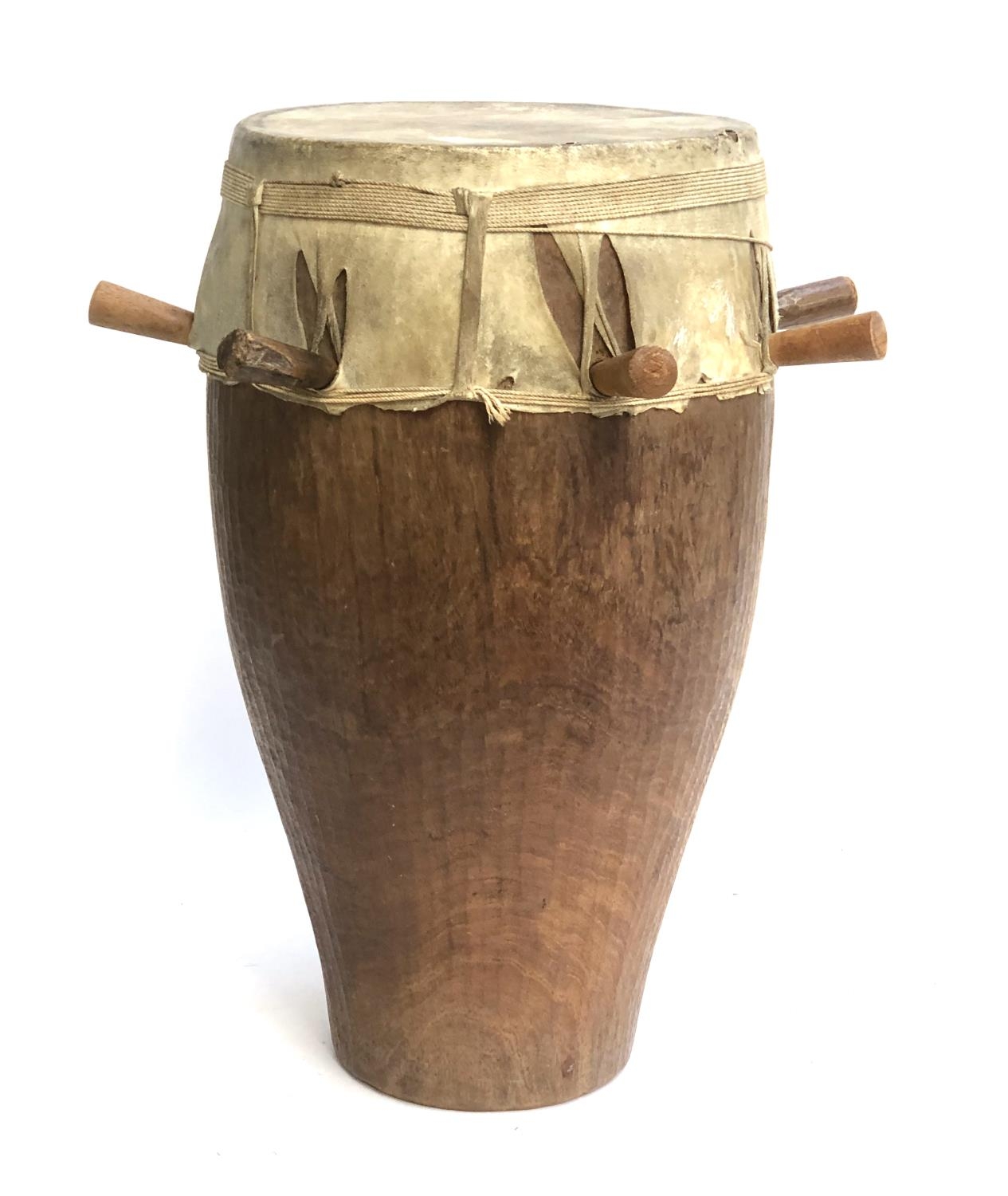 A tall African tribal drum, 53cmH