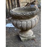 A further composite stone garden planter of urn form, 30cmD, 32.5cmH