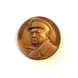 A bronze Winston Churchill medal struck by Pierre Turin in 1945, issued for the liberation of