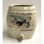 Local interest: a ceramic brandy barrel for JC & RH Palmer, The Old Brewery Bridport, 28cmH