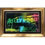 A canvas 'Hollywood' sign print, 75x111cm
