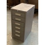 A small six drawer industrial cabinet, 29x42x63cm
