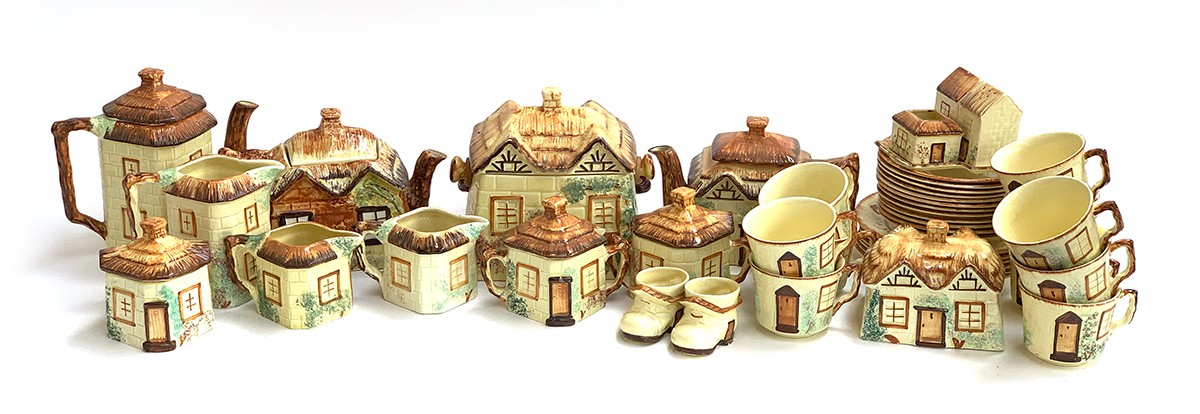 A Staffordshire Keele Street Pottery cottage ware tea service, approx. 42 pieces, comprising teapot, - Image 2 of 3