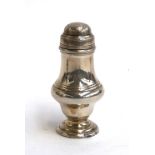 A George V silver pepper, of baluster form, Birmingham 1936, 10cm high, 3.4ozt