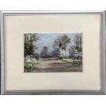 Aubrey R Phillips ARWA, 'A Somerset Lane, Spring', pastel on paper, signed and dated '78, 20x30cm