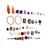 A small quantity of jewellers spares to include loose stones; a small sapphire and ruby, amethyst,