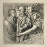 A small 18th Century engraving depicting a group of Roman men, after and original held in the