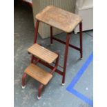 A mid century metamorphic industrial stool, 57cmH