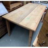 A large pine kitchen table, 183x92x77cmH