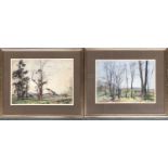 Thomas Ladell, a pair of watercolours of trees in winter, each signed, 28x38cm