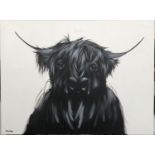 Elaine Johnstone, Highland Cow, oil on canvas, signed, 91x121cm