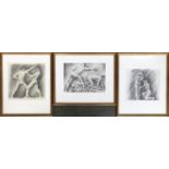 Manner of Edward Muybridge, three pencil nude studies c.1980, 33x33xm, 26x37cm and 28x30cm