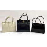 Three vintage leather ladies handbags, to include Waldybag, the widest 24cmW