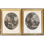 Bartolozzi after Hamilton, four coloured engravings, 'September', 'October', 'November' and