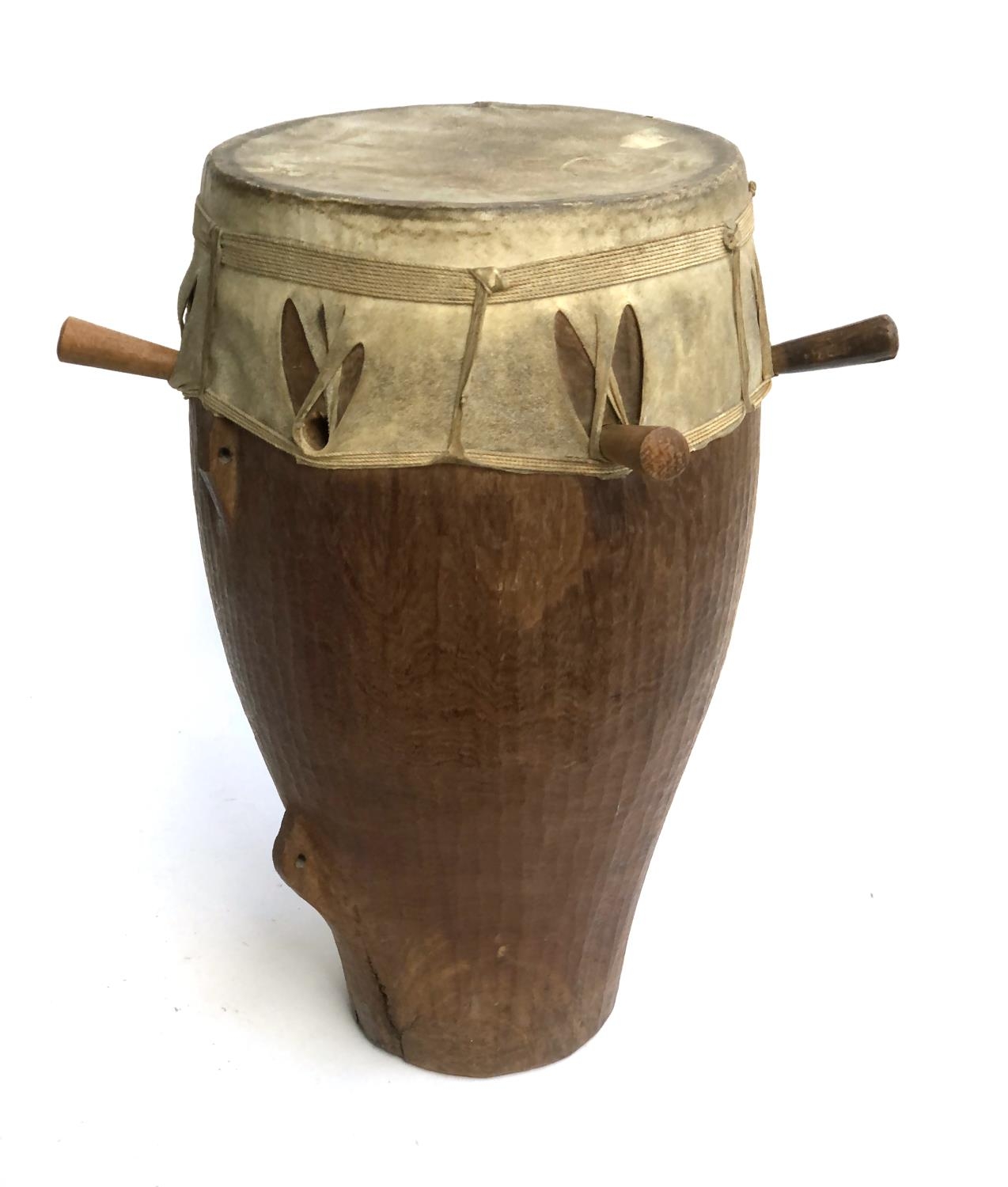 A tall African tribal drum, 53cmH - Image 2 of 2