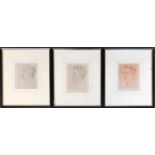 After William Rothenstein (1872-1945), three signed prints, 'T. E Lawrence', 'Robert Bridges' and '