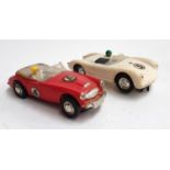 A Triang Scalextric Austin Healey 3000, tpogether with a Porsche C/92