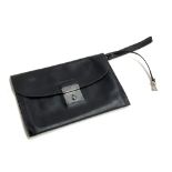An Hermes Paris Kirius Clutch Business Bag, black leather with lock and key, 25.5cmW