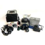 A mixed lot of photographic equipment comprising Epson Picture Mate 280, Canon eos 100, Canon eos