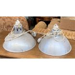 A pair of vintage spun aluminium lightshades, 30cmD