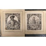 Two 16th/17th Century engravings, one possibly depicting Leonhart von Frundsberg, 14x13cm, the other