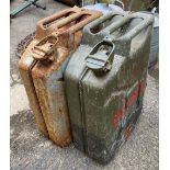 Two metal jerry cans