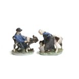 A pair of Royal Copenhagen figures of a milk maid and milk man, pattern 779 and 772, 16cmH (2)