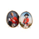 Michael Martlett RMS (1922-2008), two portrait miniatures of the 1st regiment of foot guards, oil on