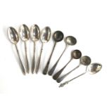 A small lot of silver tea and salt spoons, two 18th century, and a sterling silver teaspoon with