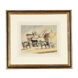 Harry Morley (1881-1943), The Harvest, watercolour, pen and ink, signed with monogram, 23 x 28.5cm
