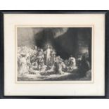 After Rembrandt, engraving, Christ Preaching 28x39cm