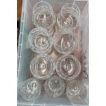 A set of six small Thomas Webb glass whiskey tumblers, 7.5cmH; together with six Waterford crystal