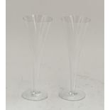 A pair of Tiffany & Co. glass champagne flutes, 23cmH