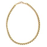 A Victorian 18ct gold mariner curb link fob chain, 45.5cm long, 51.2g