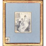 William Henry Hunt (1790-1864), 'A Mother Seated With Her Child', pencil drawing on paper, 10x7.5cm