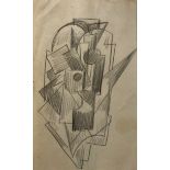 Attributed to Kirill Zdanevich (Georgian, 1892-1969), abstract composition, pencil on paper, 16.
