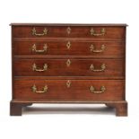 A George III mahogany chest, moulded top over four graduating drawers, raised on bracket feet, 100cm